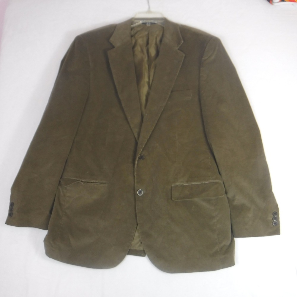 Alan Flusser Mens Corduroy Blazer Jacket Tan 44L Two Button Sport Coat